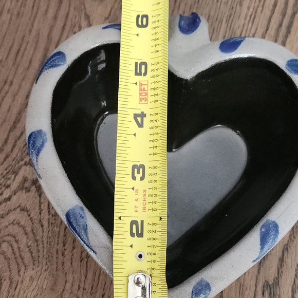 Rowe Pottery Works Heart Bowl w/ Handle Blue Grey - Picture 4 of 7